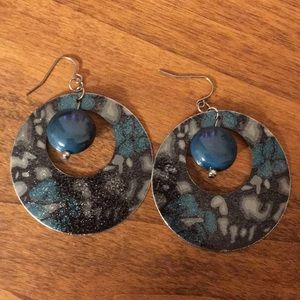 🌟Dark teal, grey hoop earrings🌟